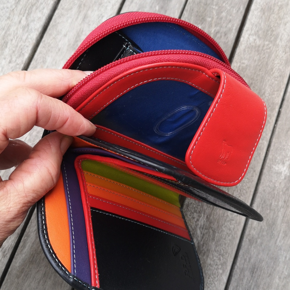 Women's Black and Red Leather Wallet - Picture 7 of 12